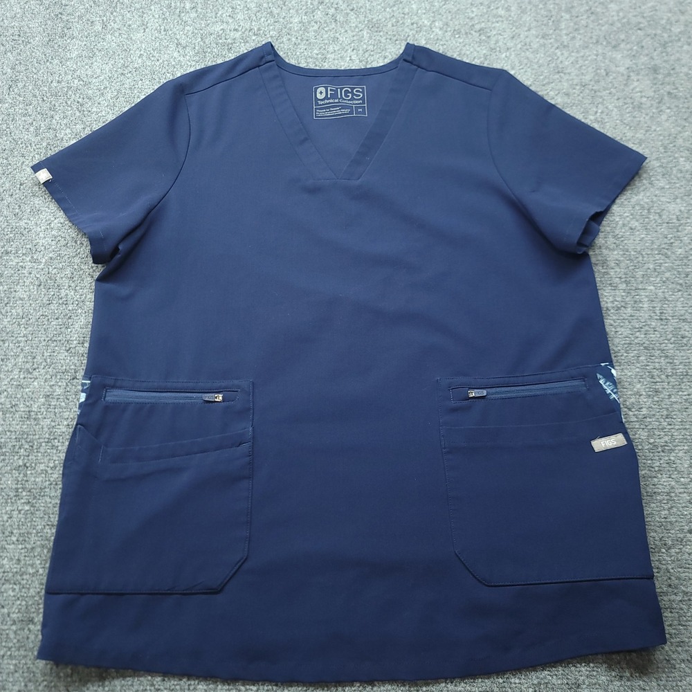 FIGS Technical Collection Navy Blue V-Neck Scrub Top W19SW1001 Mens Medium